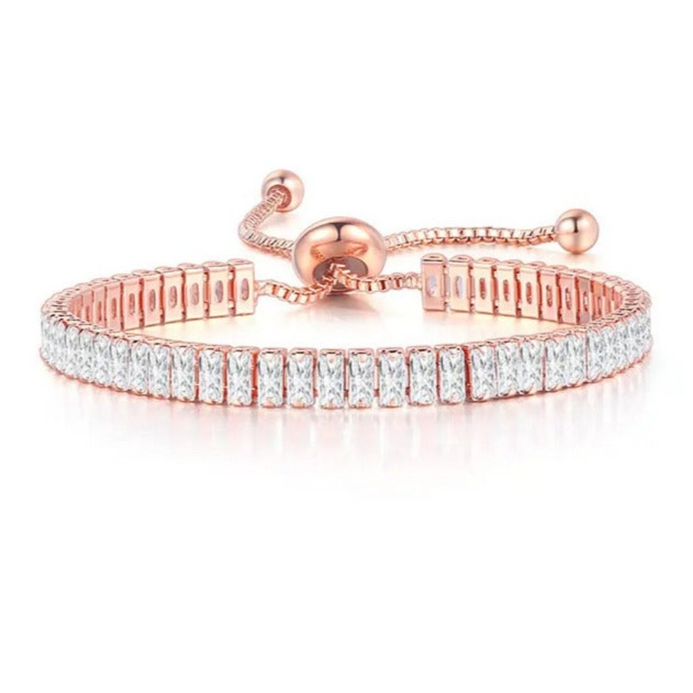 2ct Diamond Womens 18K Rose Gold Bracelet Adjustable Ladies 18 K Jewelry 2 ct